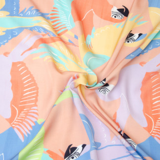 Leftover - viscose - Hilco woven fabric Kari Parrots salmon 109cm