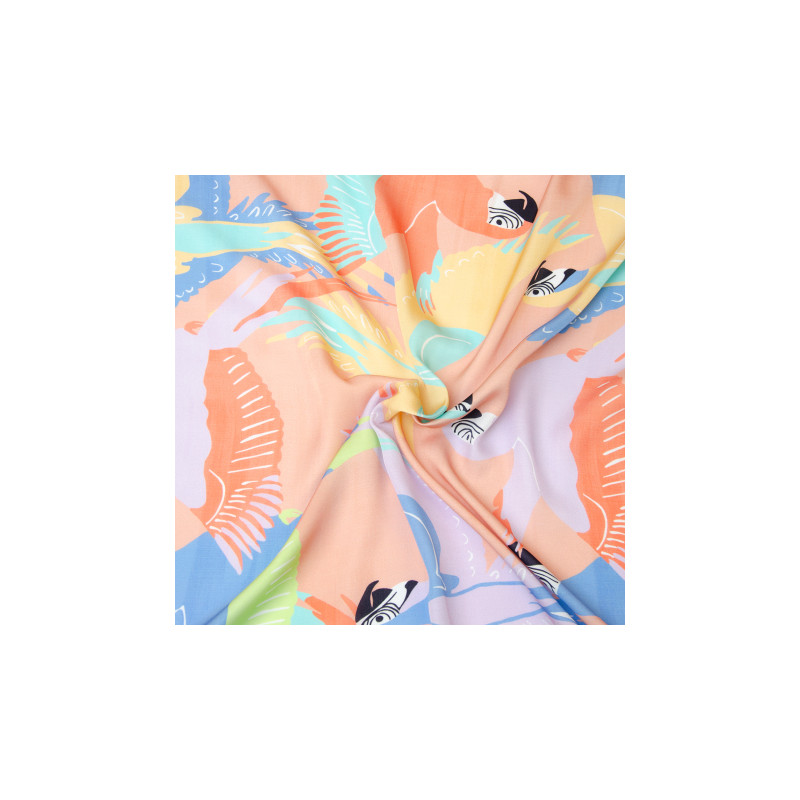 Leftover - viscose - Hilco woven fabric Kari Parrots salmon 109cm