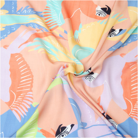 Leftover - viscose - Hilco woven fabric Kari Parrots salmon 109cm