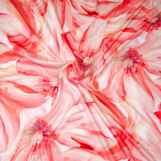 Leftover - viscose - Hilco woven fabric Mira flowers coral 44cm