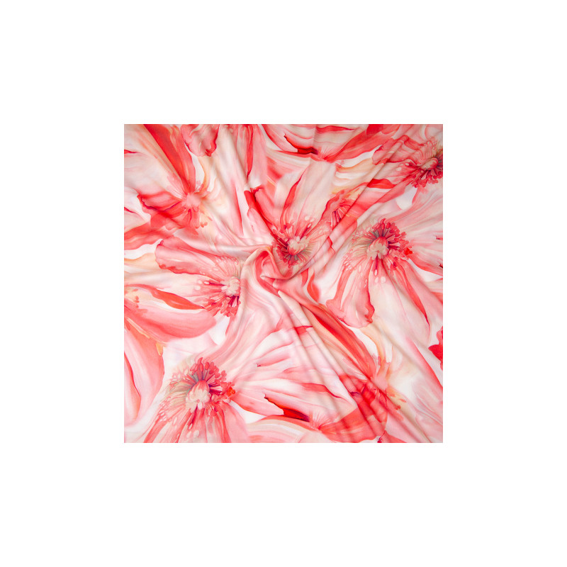 Leftover - viscose - Hilco woven fabric Mira flowers coral 44cm