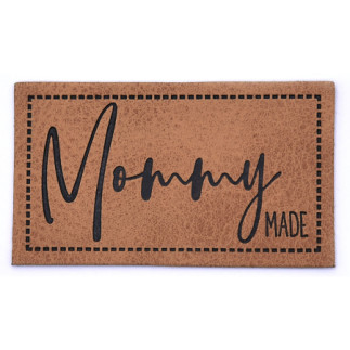 XXL synthetic leather label - Mommy made brown