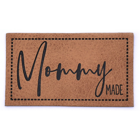 XXL synthetic leather label - Mommy made brown