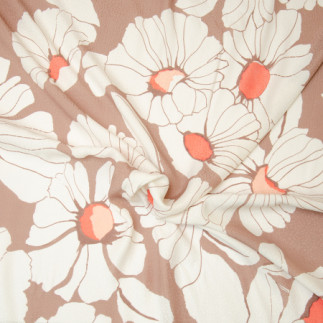 viscose - Hilco woven fabric Elise flowers taupe