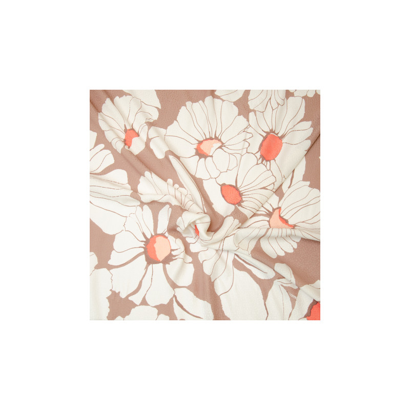 viscose - Hilco woven fabric Elise flowers taupe