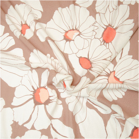 viscose - Hilco woven fabric Elise flowers taupe
