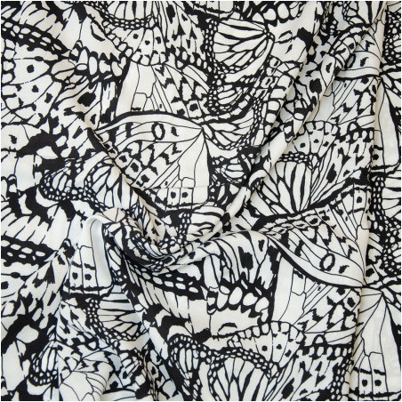 viscose - Hilco woven fabric Irma butterfly offwhite