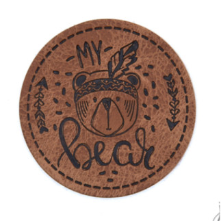 XXL Kunstlederlabel - my bear round brown