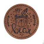 XXL synthetic leather label - my bear round brown