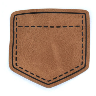 XXL synthetic leather label - Pocket brown