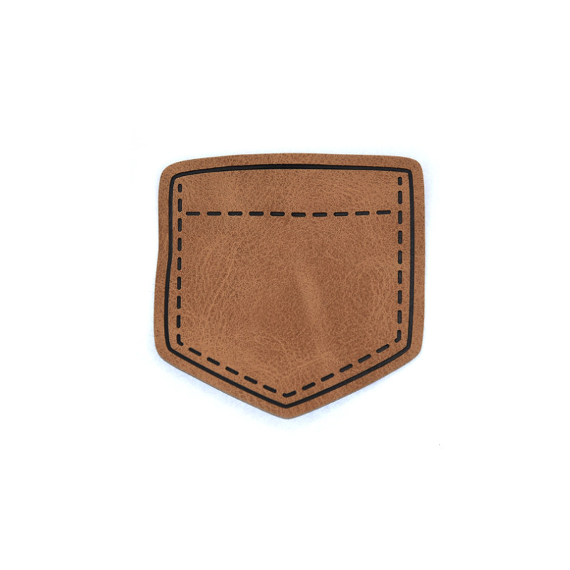XXL synthetic leather label - Pocket brown
