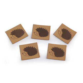 Artificial leather label - Hedgehog light brown