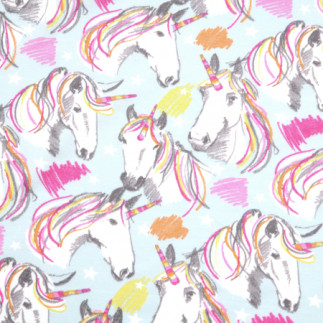 Oilcloth PVC - Legend Unicorns light turquoise