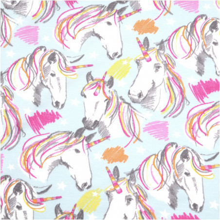 tissu enduite PVC - Legend Unicorns turquoise clair