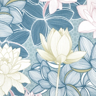 Tissu enduit de PVC - Lotus bleu pastel