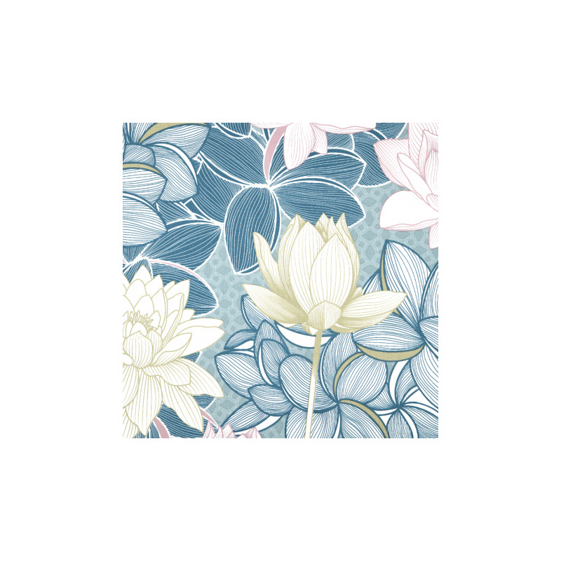 Wachstuch PVC - Lotus pastellblau