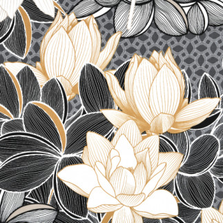 Oilcloth PVC - Lotus black
