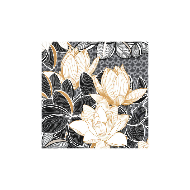 oilcloth PVC - Lotus black