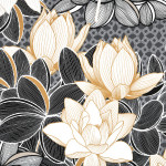 tissu enduite PVC - Lotus noir