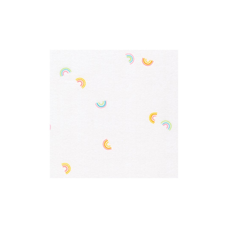 Flanelle - Cozy Cotton mini Rainbows blanc