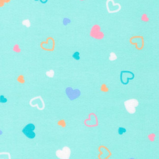 Flannel - Cozy Cotton Hearts turquoise