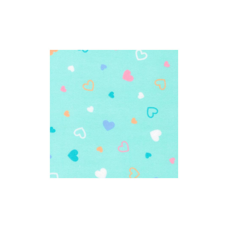 flannel - Cozy Cotton Hearts turquoise