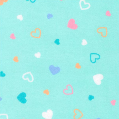 Flannel - Cozy Cotton Hearts turquoise