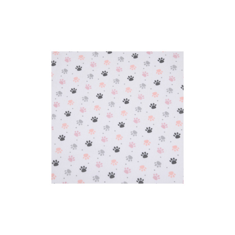 tissu enduite PVC - Pattes roses sur blanc