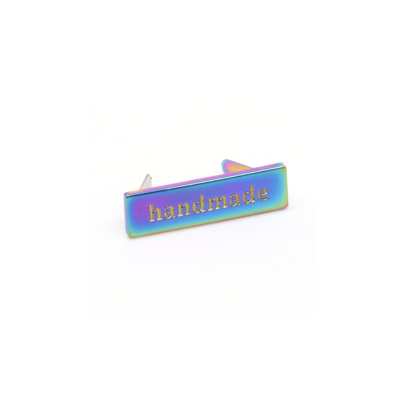 Metal label "handmade" rainbow