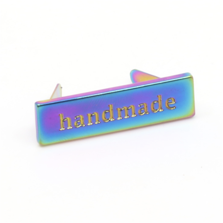 Metal label "handmade" rainbow