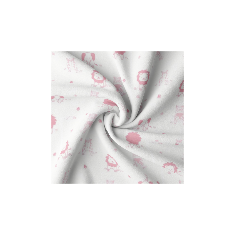 flannel - Little Savannah Jungle light pink on white