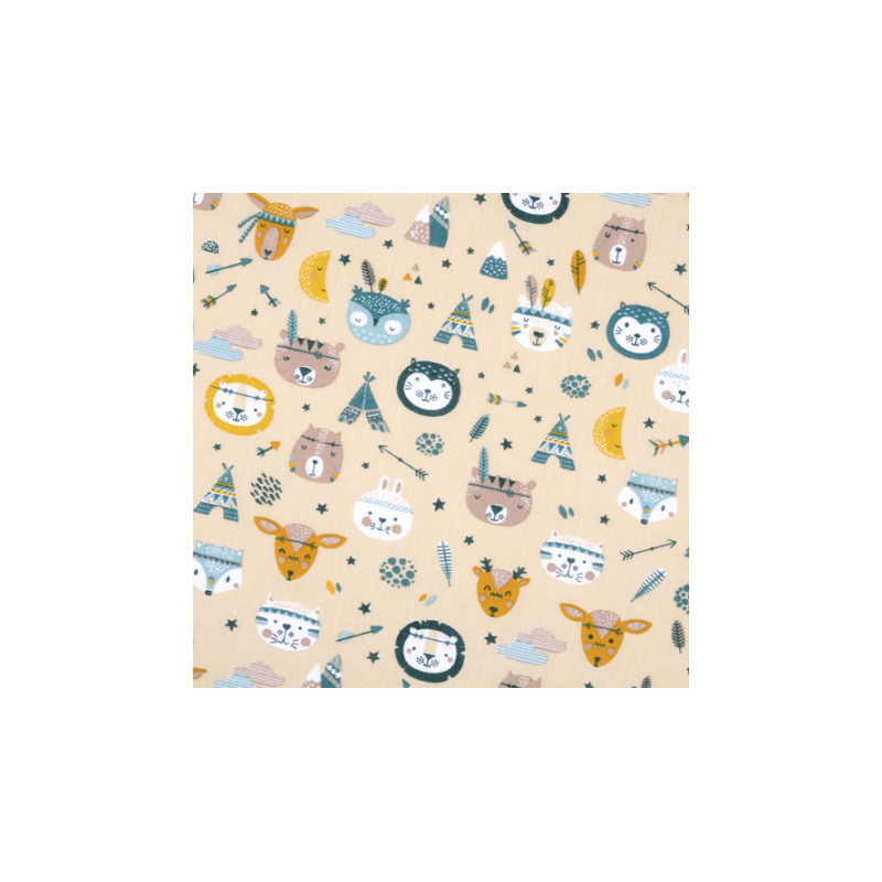 tissu enduite PVC - Animaux indiens jaune