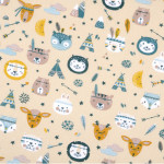 tissu enduite PVC - Animaux indiens jaune