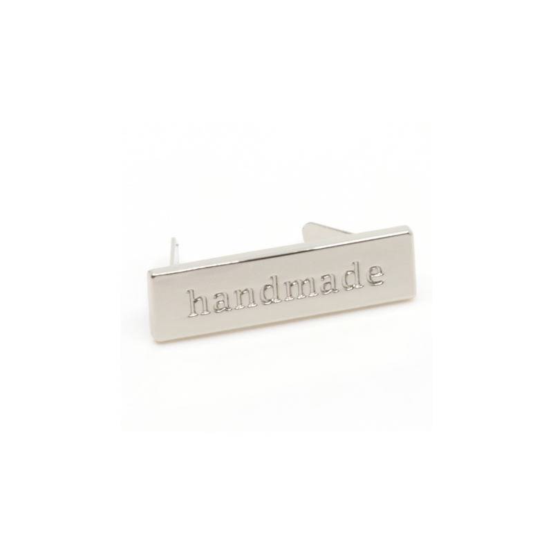 Metall Label "handmade" silber
