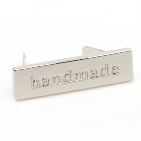 Metall Label "handmade" silber