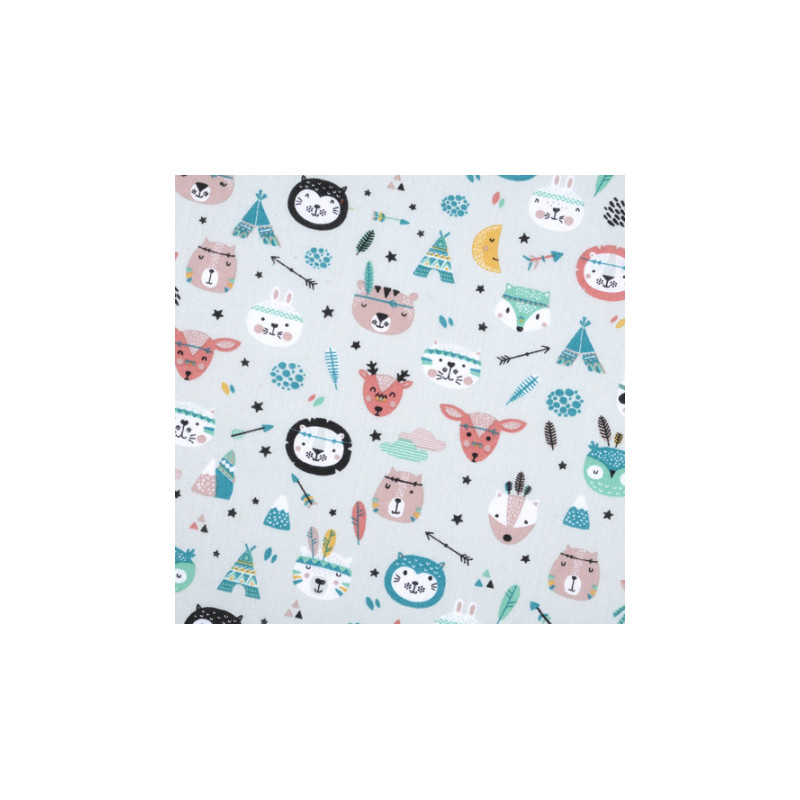 tissu enduite PVC - Animaux indiens menthe clair