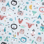 tissu enduite PVC - Animaux indiens menthe clair