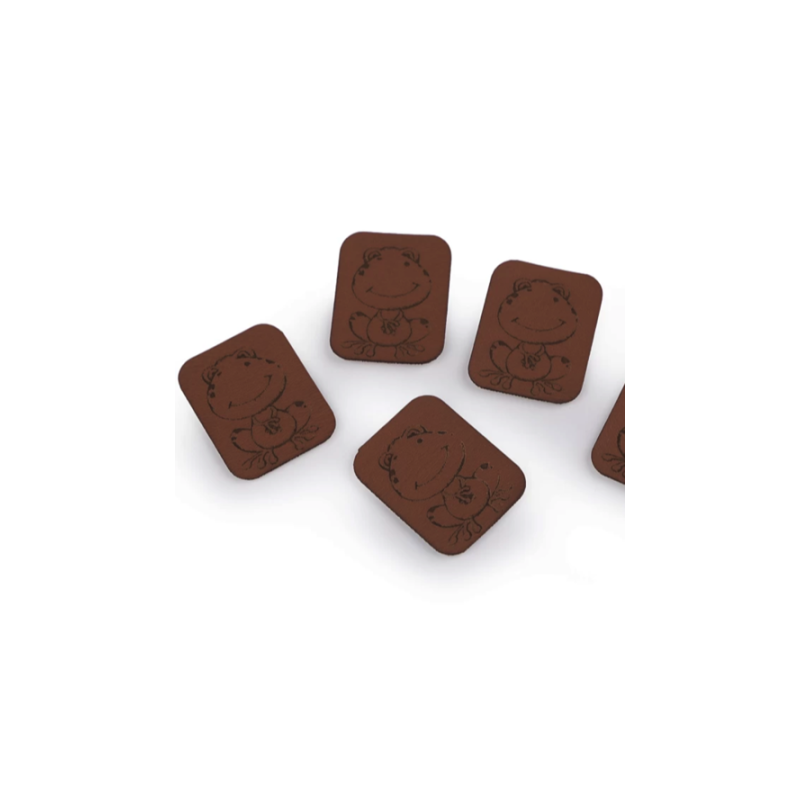 synthetic leather label - frog brown