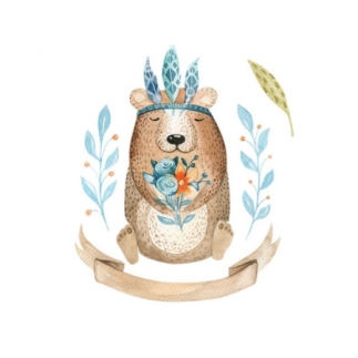 Iron-on transfers - Boho Indian Bear small