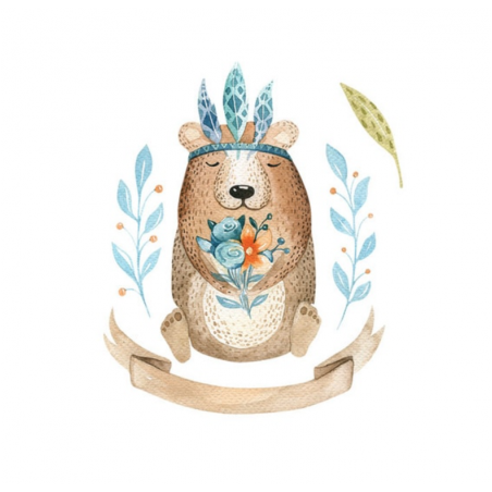 Iron-on transfers - Boho Indian Bear small