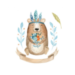 Iron-on transfers - Boho Indian Bear small