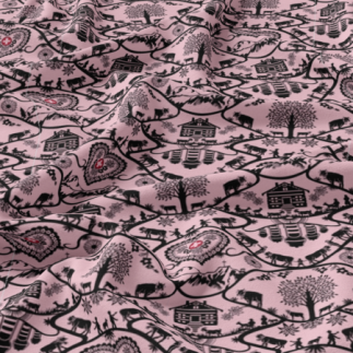 Oilcloth - silhouette Gasser pink PVC matt