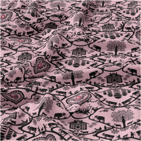 Oilcloth - silhouette Gasser pink PVC matt
