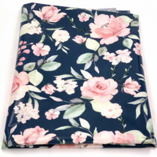 Tissu enduit PVC - Urmelis Stoffwelt - Wonder Blossom jean foncé