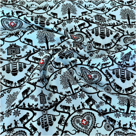 Oilcloth acrylic - silhouette Gasser light blue
