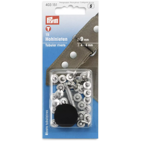 Prym tubular rivets 4-6mm silver