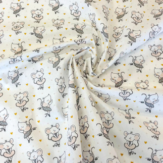 Oilcloth acryl - Little Mouse white