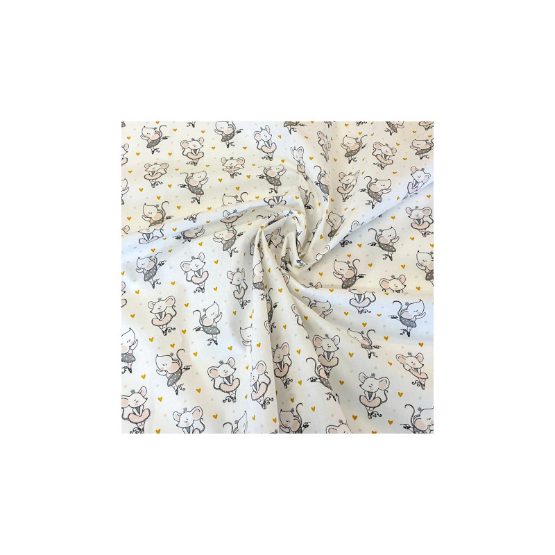 Oilcloth acryl - Little Mouse white