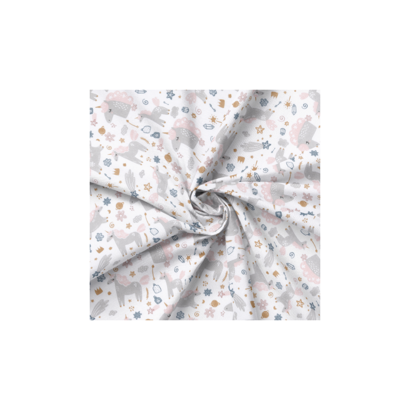 tissu enduite cirée acrylique - Gisella Einhorn blanc