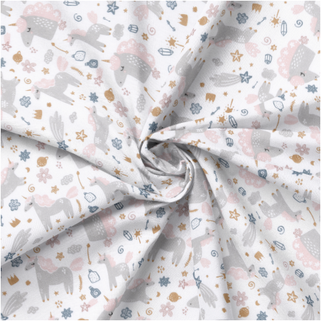tissu enduite cirée acrylique - Gisella Einhorn blanc